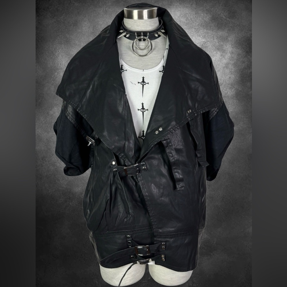 Widow Burning Man Oversized Vegan Leather Black Jacket